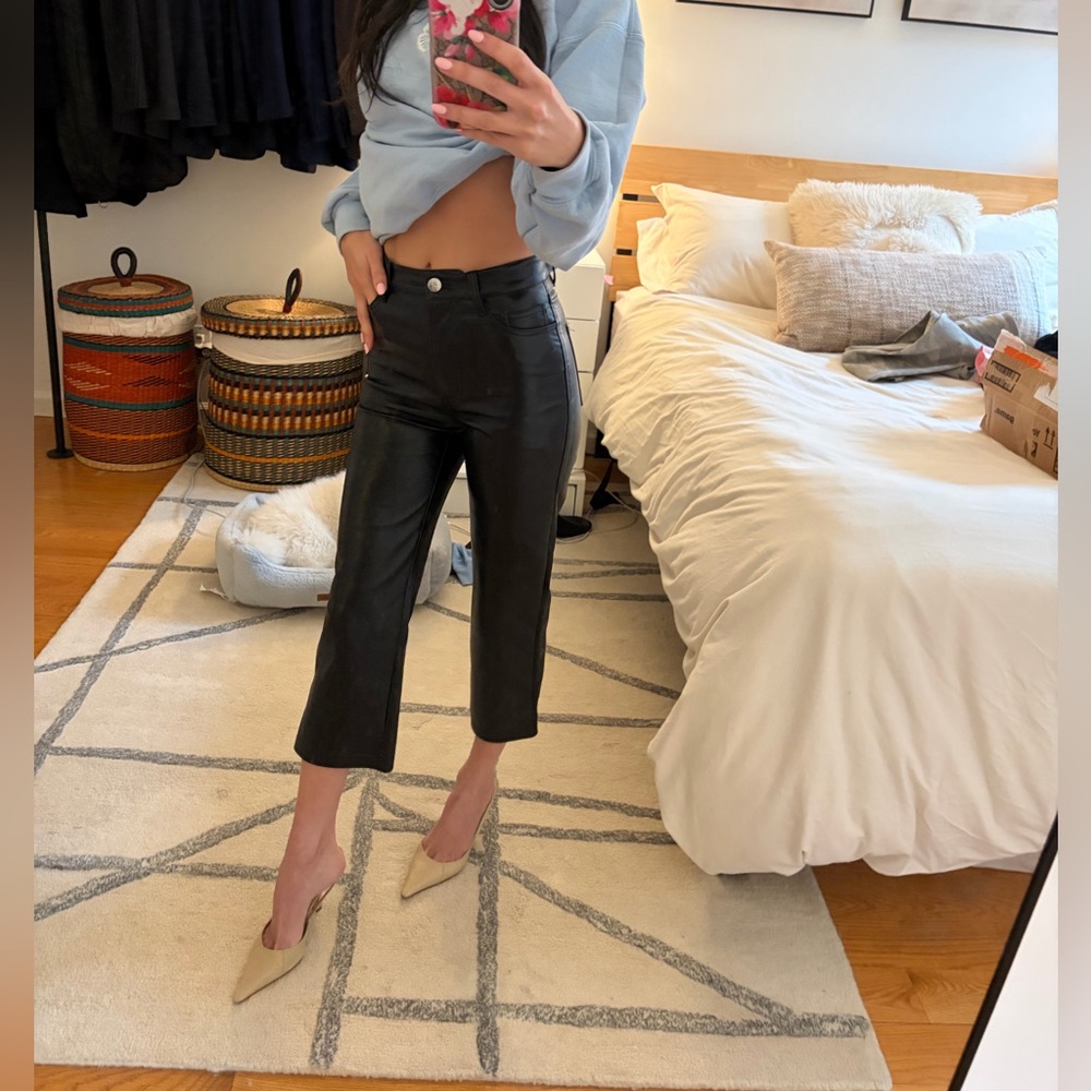 Wilfred Black Cropped Leather Pants